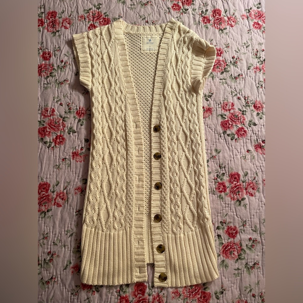 Aerie Thigh/Knee Length Short Sleeve Sweater - size S